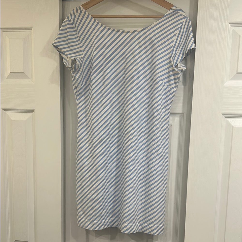 MAHI GOLD White and Blue Stripe Dress